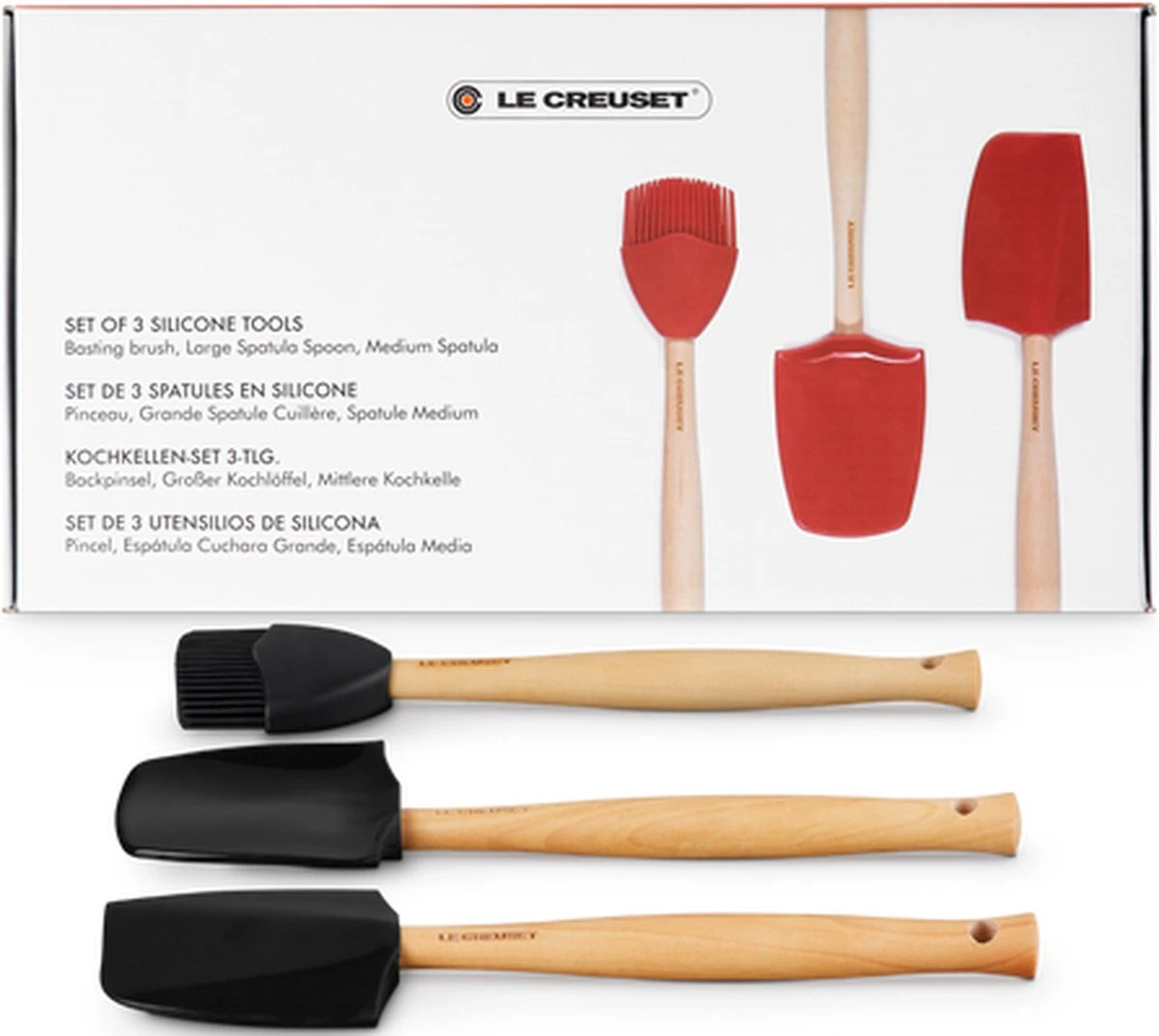 Le Creuset - Siliconen - Keukenspatels 3-delig Premium Zwart 4 Le Creuset - Siliconen - Keukenspatels 3-delig Premium Zwart - Afbeelding 2