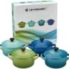Le Creuset - Aardewerken Mini Pannetjes 10 Cm - Set Van 4 Stuks - Zeetinten -Le Creuset 1200x1124