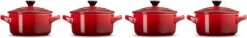 Le Creuset Aardewerken Mini Pannetjes Set Van 4 Stuks Kersenrood -Le Creuset 1200x184 1