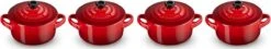 Le Creuset Aardewerken Mini Pannetjes Set Van 4 Stuks Kersenrood -Le Creuset 1200x220