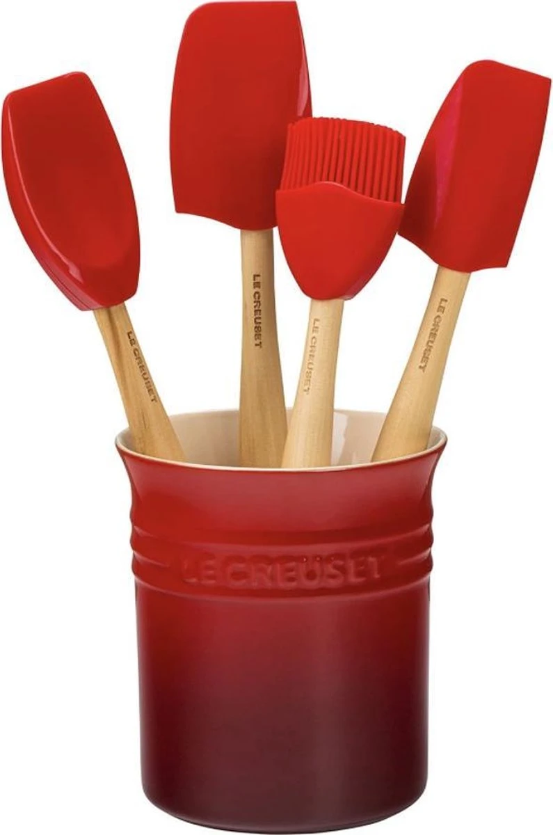 Le Creuset Lepelpot Kersenrood Met 4 Siliconen Premium Spatels 3 Le Creuset Lepelpot Kersenrood Met 4 Siliconen Premium Spatels